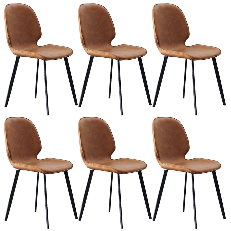 Modern Style Chair Faux Leather and Metal Dining Side Chair for Home