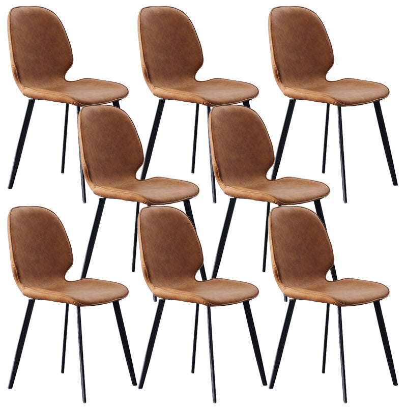 Modern Style Chair Faux Leather and Metal Dining Side Chair for Home