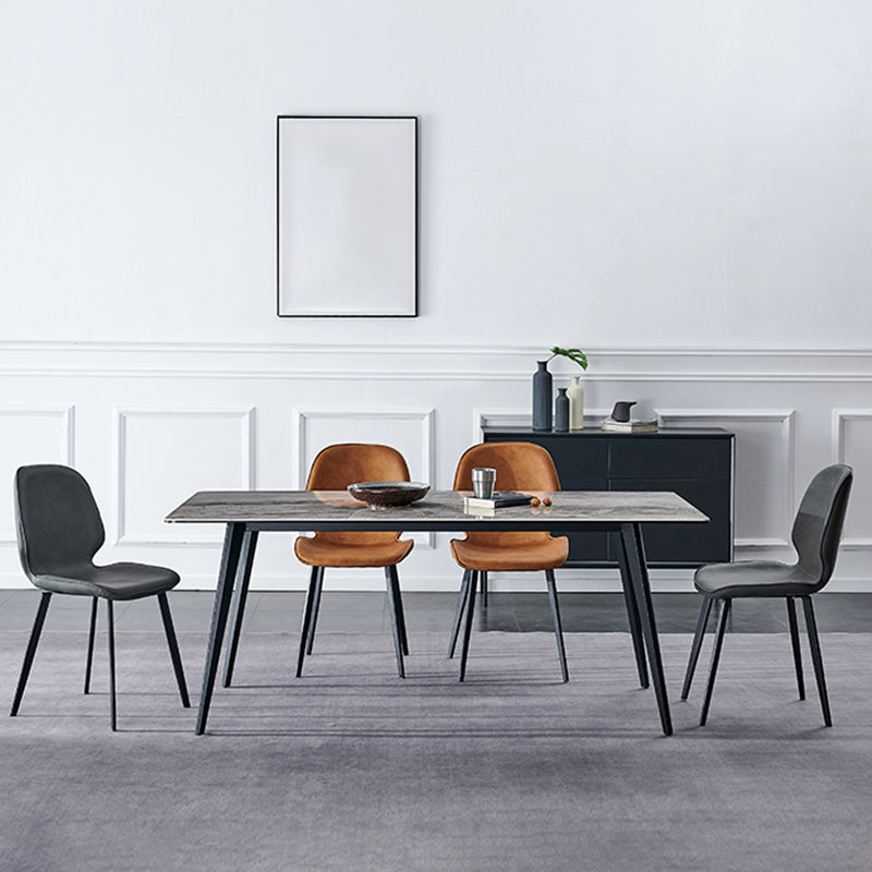 Modern Style Chair Faux Leather and Metal Dining Side Chair for Home