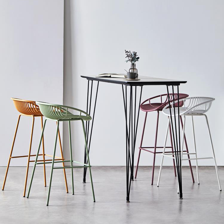 Industrial Metal Barstool Counter Stool Footrest Metal Furniture in Matte Finish