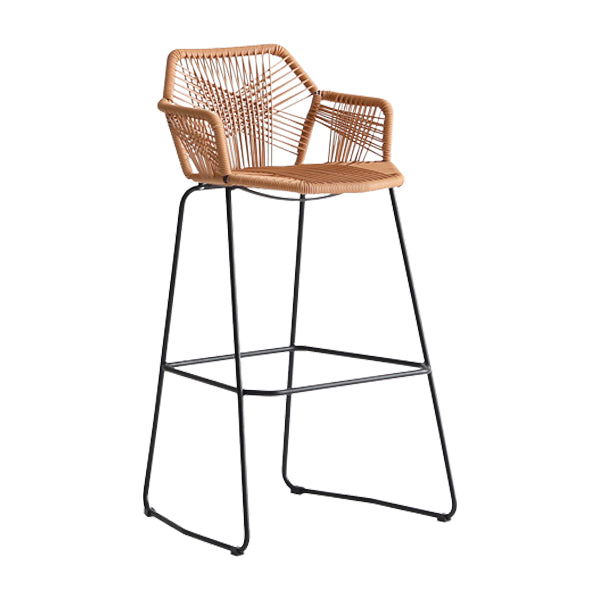 Modern Footrest Bar Stool Plastic Armed Stool with Metal Base