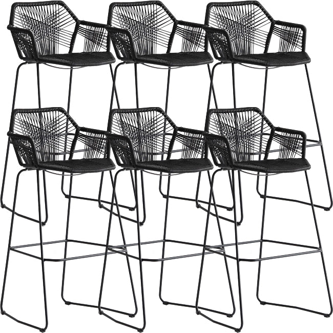 Modern Footrest Bar Stool Plastic Armed Stool with Metal Base