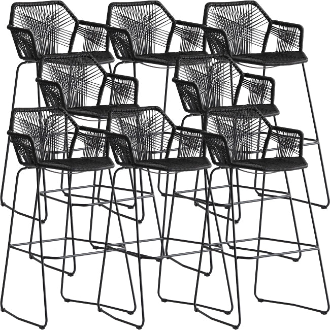 Modern Footrest Bar Stool Plastic Armed Stool with Metal Base