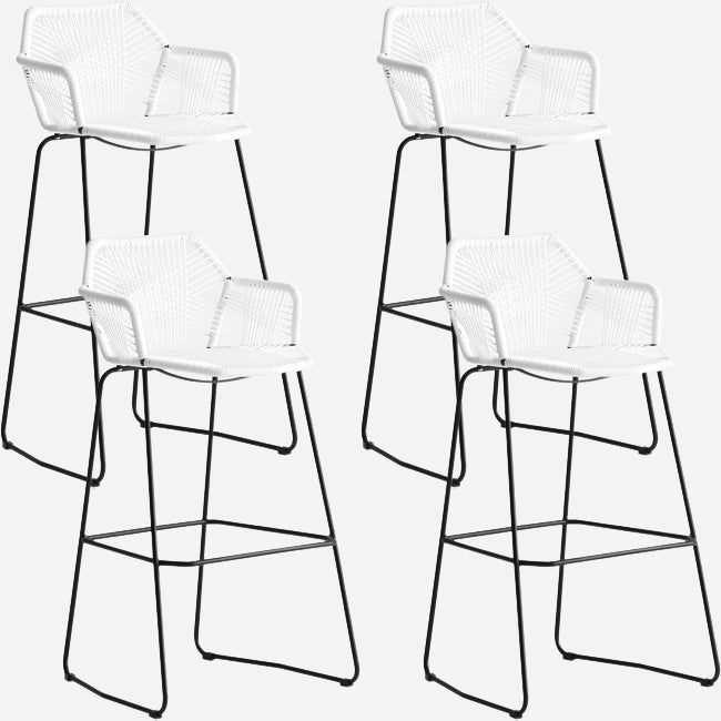 Modern Footrest Bar Stool Plastic Armed Stool with Metal Base
