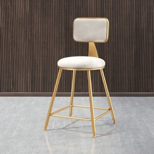 Glam Metal Barstool Round Seat Velvet Stool with Gold Legs in Matte Finish