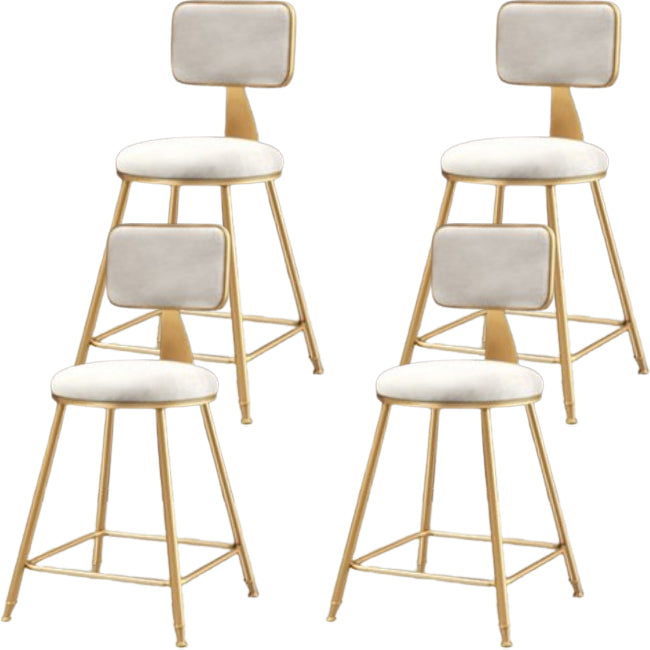 Glam Metal Barstool Round Seat Velvet Stool with Gold Legs in Matte Finish