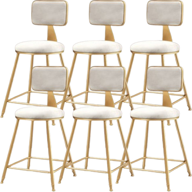 Glam Metal Barstool Round Seat Velvet Stool with Gold Legs in Matte Finish