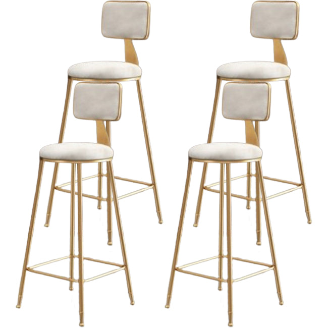 Glam Metal Barstool Round Seat Velvet Stool with Gold Legs in Matte Finish