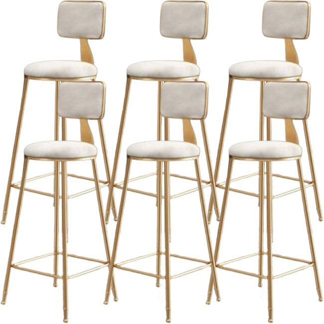 Glam Metal Barstool Round Seat Velvet Stool with Gold Legs in Matte Finish