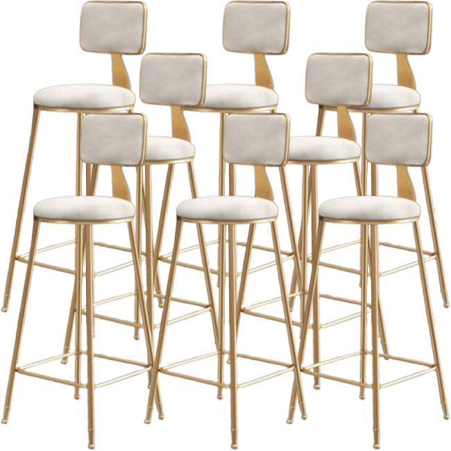 Glam Metal Barstool Round Seat Velvet Stool with Gold Legs in Matte Finish