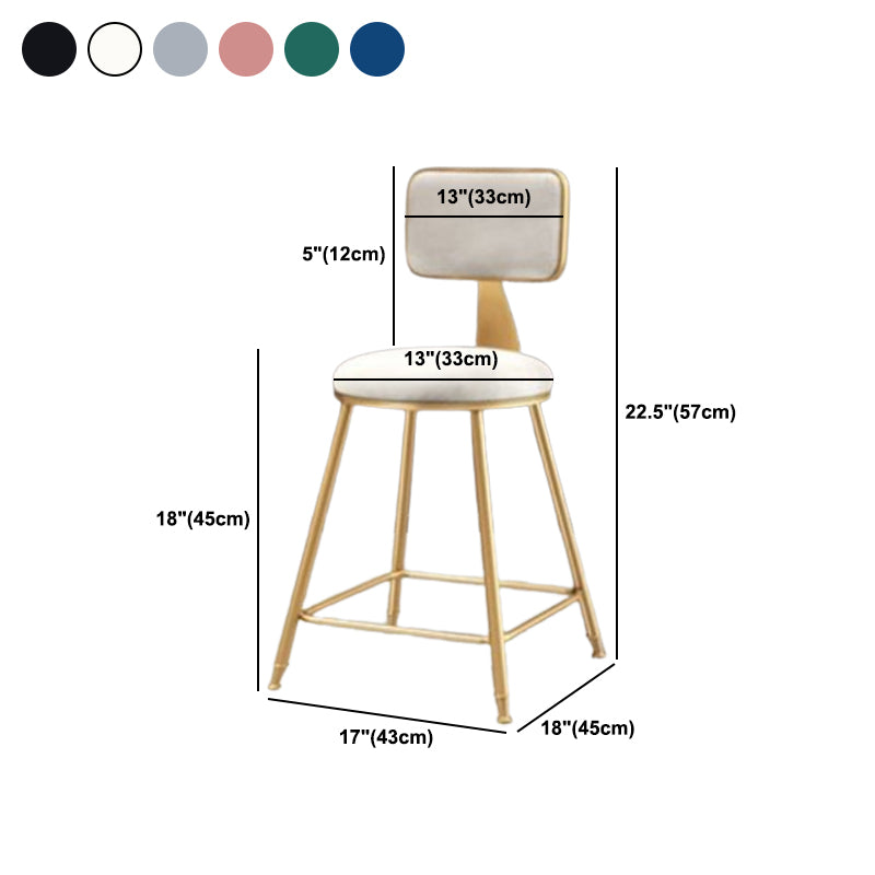 Glam Metal Barstool Round Seat Velvet Stool with Gold Legs in Matte Finish