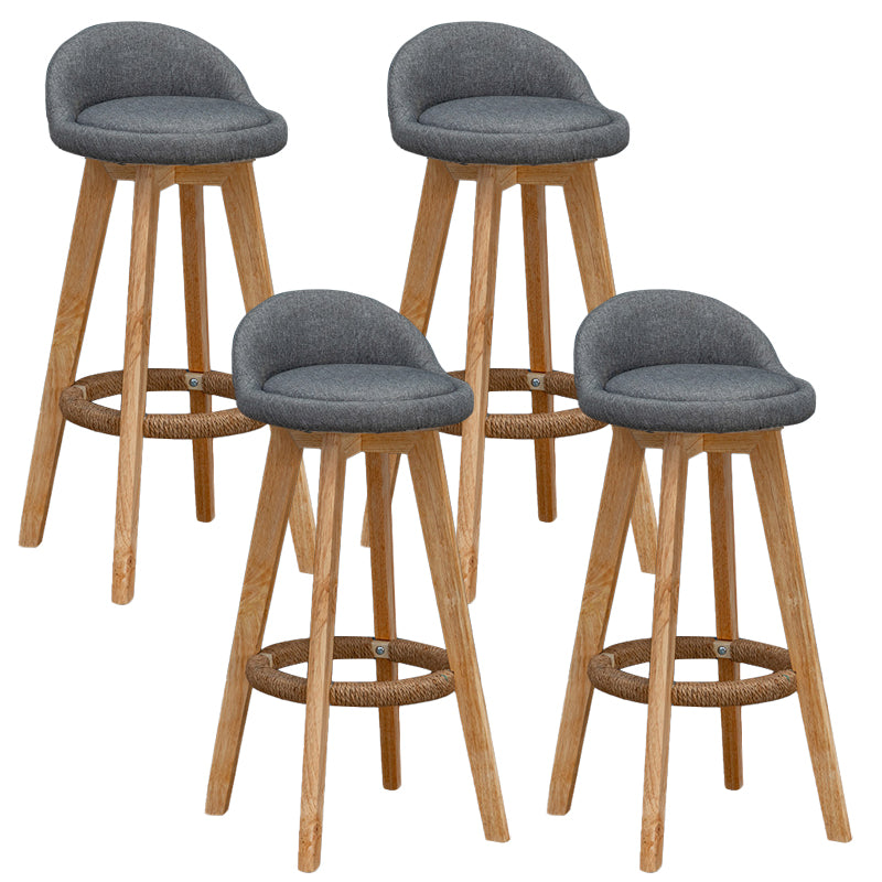 Scandinavian Wood Barstool Faux Leather Low Back Counter Stool