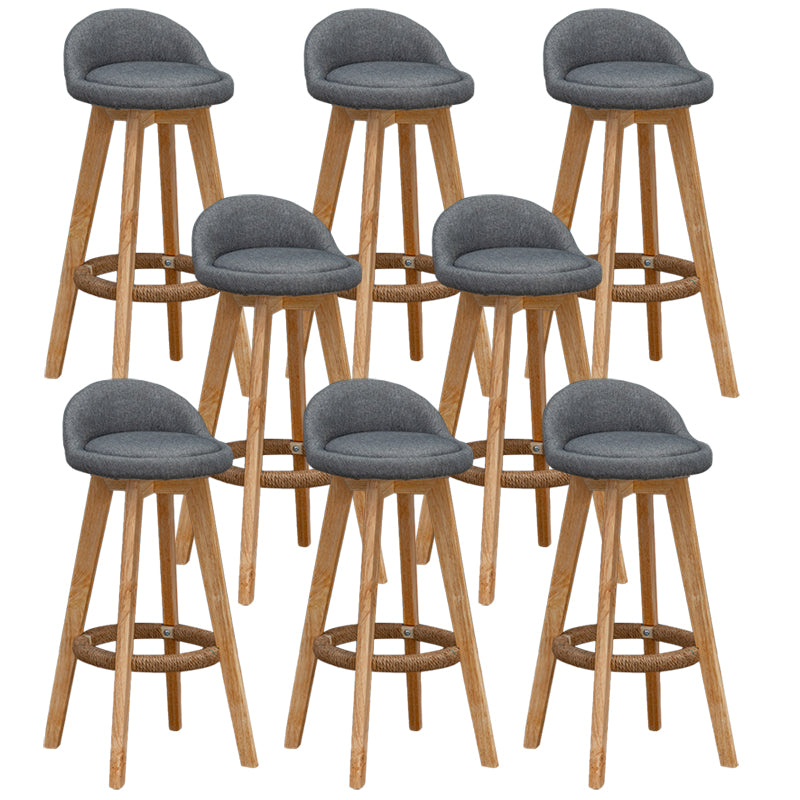 Scandinavian Wood Barstool Faux Leather Low Back Counter Stool