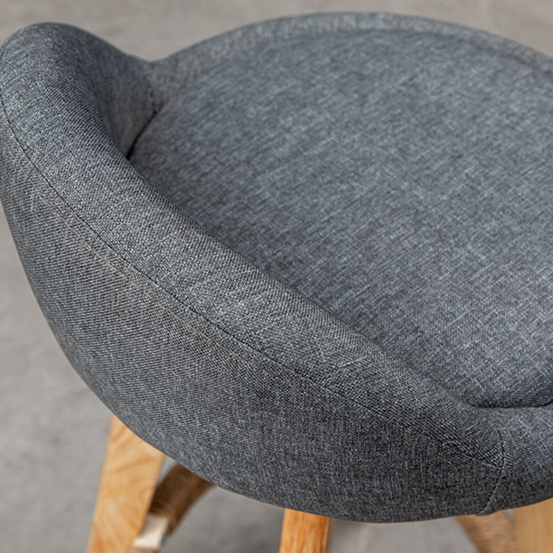 Scandinavian Wood Barstool Faux Leather Low Back Counter Stool