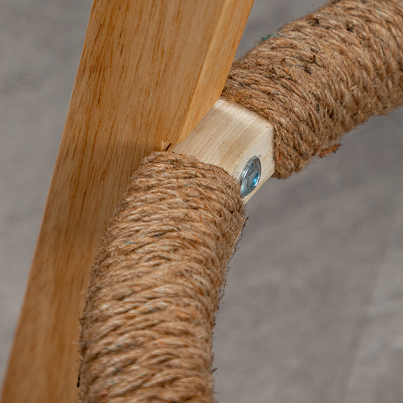 Scandinavian Wood Barstool Faux Leather Low Back Counter Stool