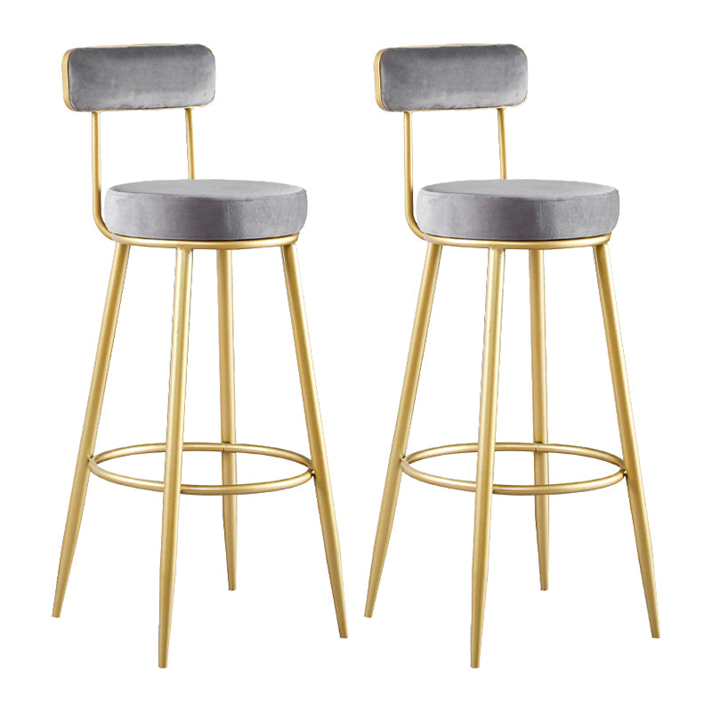 Glam Metal Barstool Fabric Backrest Counter Stool with Gold Base