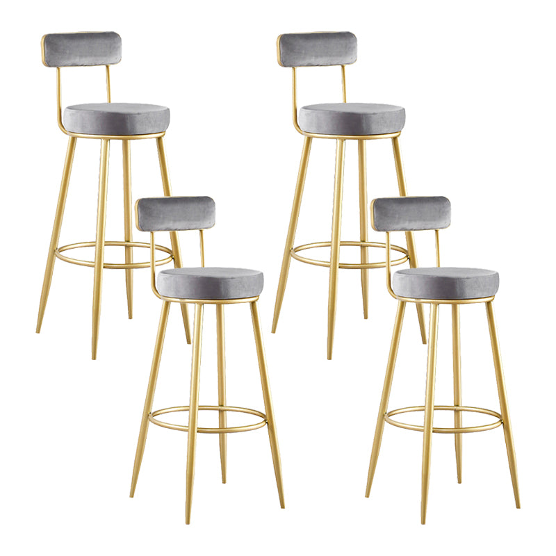 Glam Metal Barstool Fabric Backrest Counter Stool with Gold Base