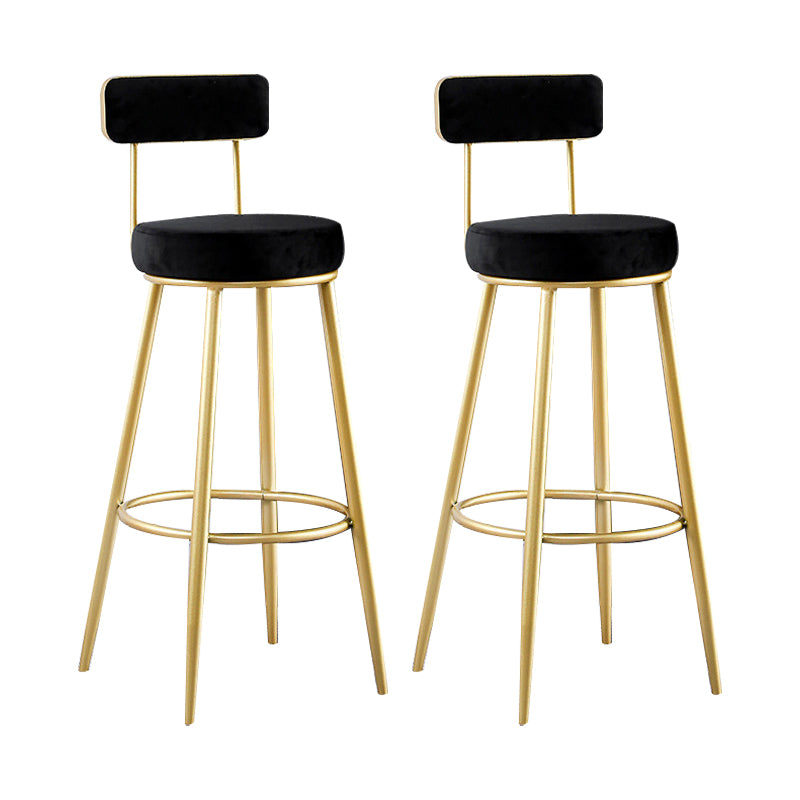 Glam Metal Barstool Fabric Backrest Counter Stool with Gold Base