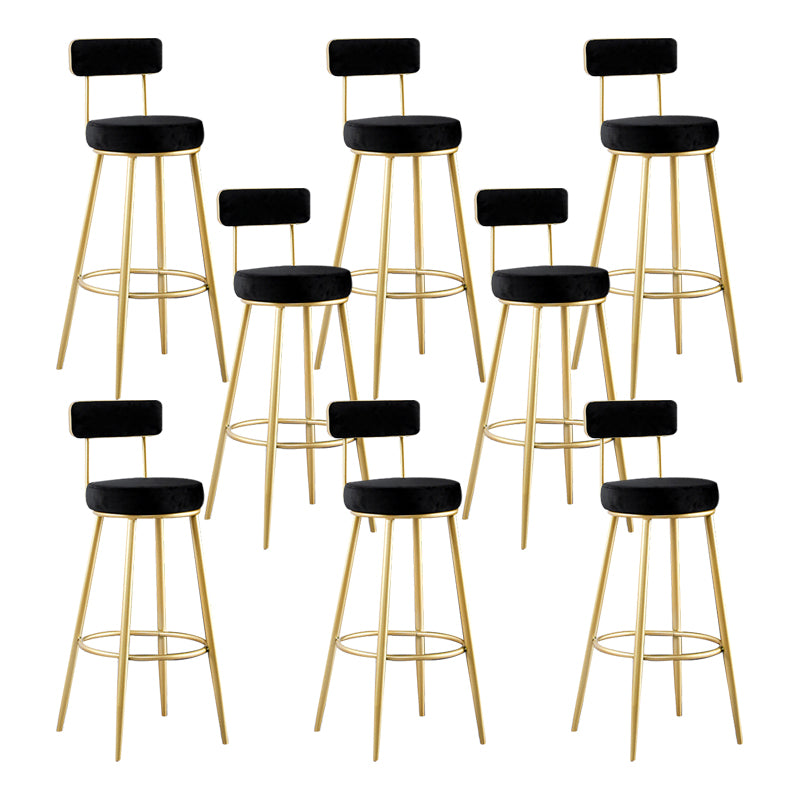 Glam Metal Barstool Fabric Backrest Counter Stool with Gold Base