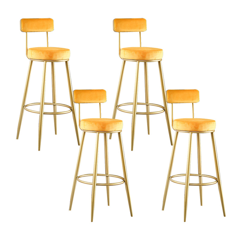 Glam Metal Barstool Fabric Backrest Counter Stool with Gold Base