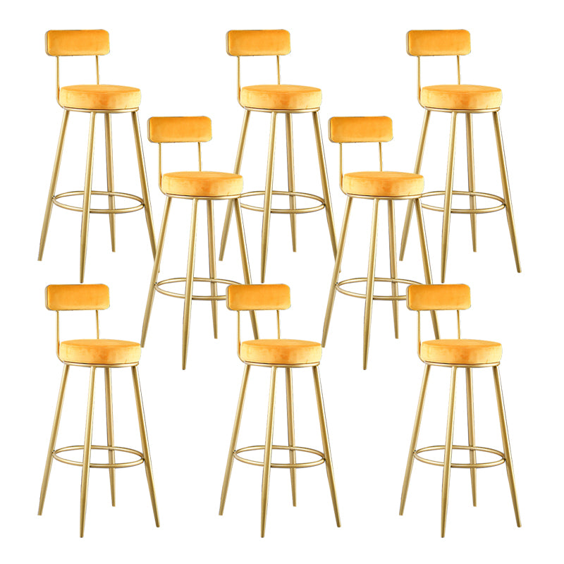 Glam Metal Barstool Fabric Backrest Counter Stool with Gold Base