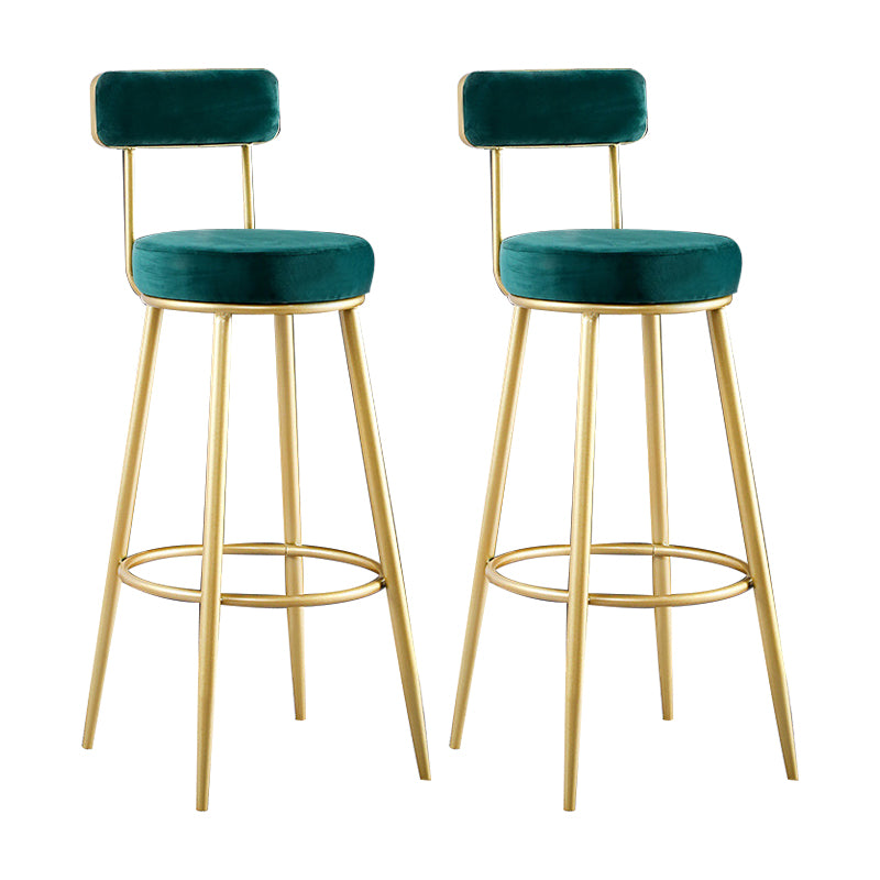 Glam Metal Barstool Fabric Backrest Counter Stool with Gold Base