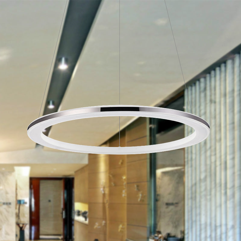 LED contemporaneo a sospensione a soffitto rotondo acrilico 1/2/3/3/3-TEAD SILVER IN LUCE COLDA/BIANCA