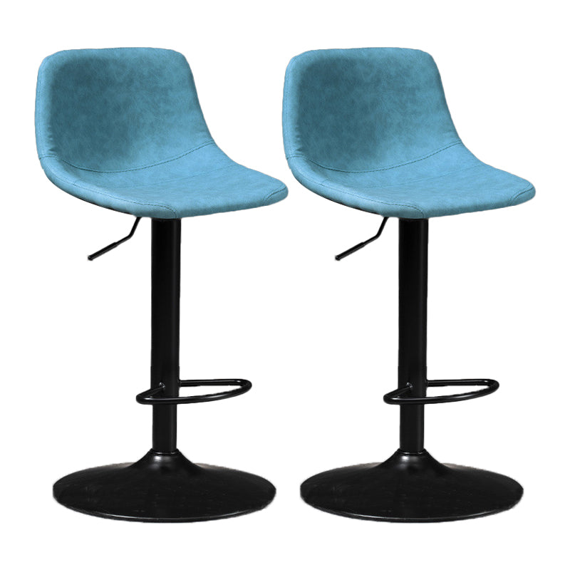 Scandinavian Metal Barstool Faux Leather Low Back Counter Stool