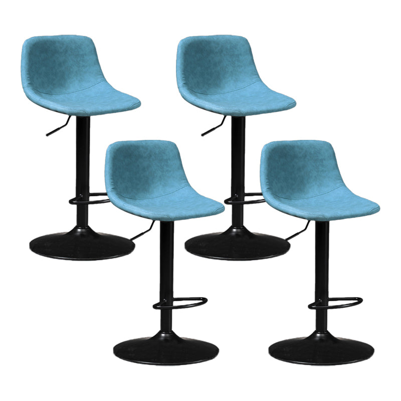 Scandinavian Metal Barstool Faux Leather Low Back Counter Stool