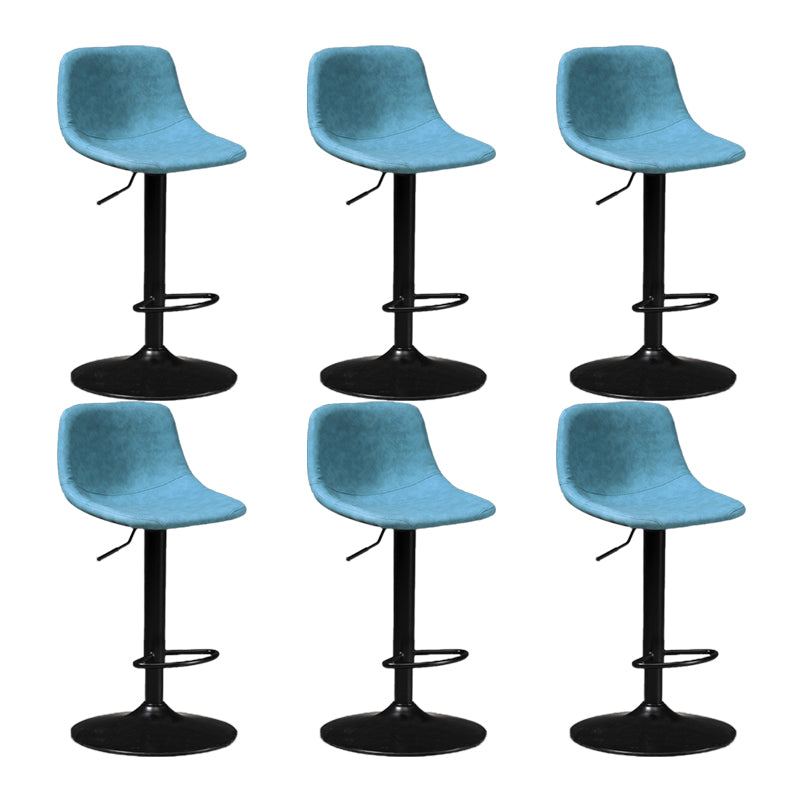 Scandinavian Metal Barstool Faux Leather Low Back Counter Stool