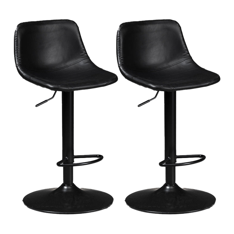 Scandinavian Metal Barstool Faux Leather Low Back Counter Stool