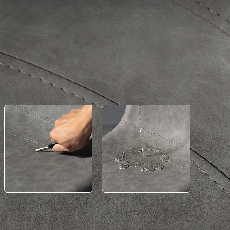 Scandinavian Metal Barstool Faux Leather Low Back Counter Stool