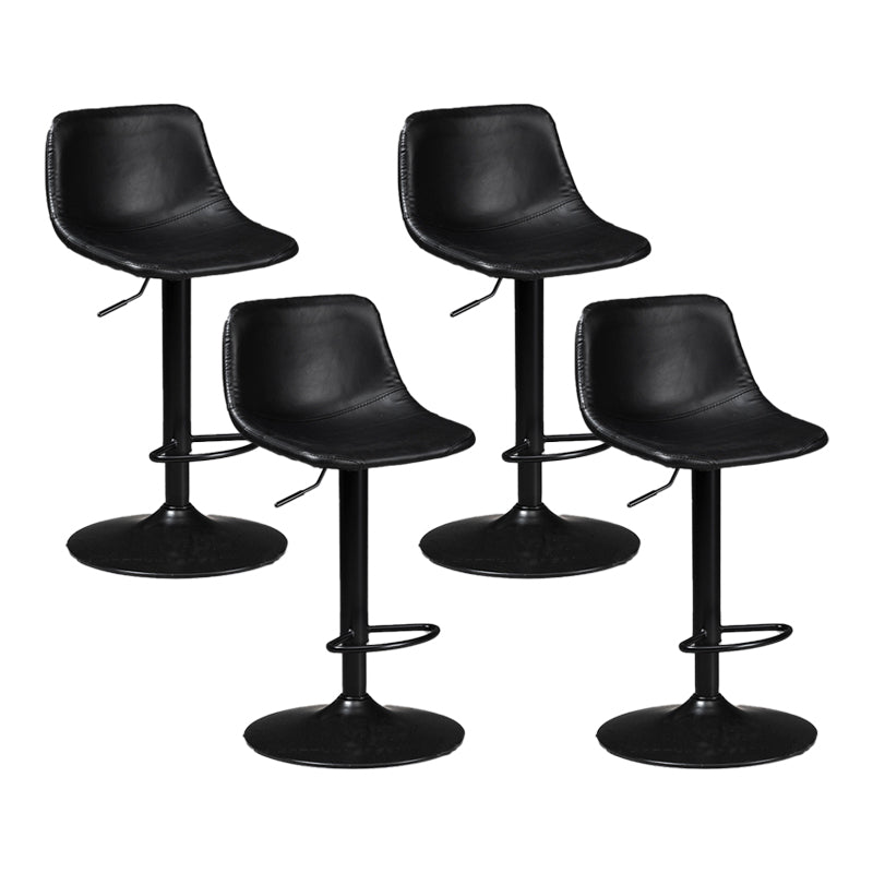 Scandinavian Metal Barstool Faux Leather Low Back Counter Stool