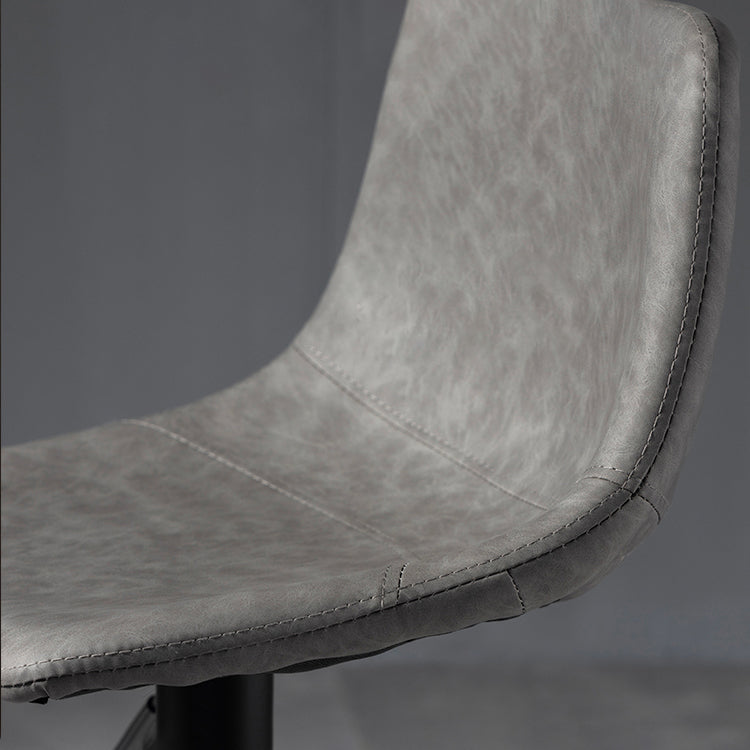 Scandinavian Metal Barstool Faux Leather Low Back Counter Stool