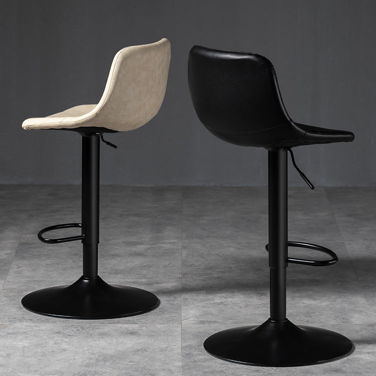 Scandinavian Metal Barstool Faux Leather Low Back Counter Stool