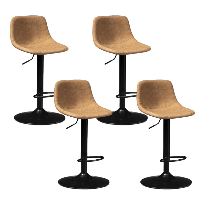 Scandinavian Metal Barstool Faux Leather Low Back Counter Stool