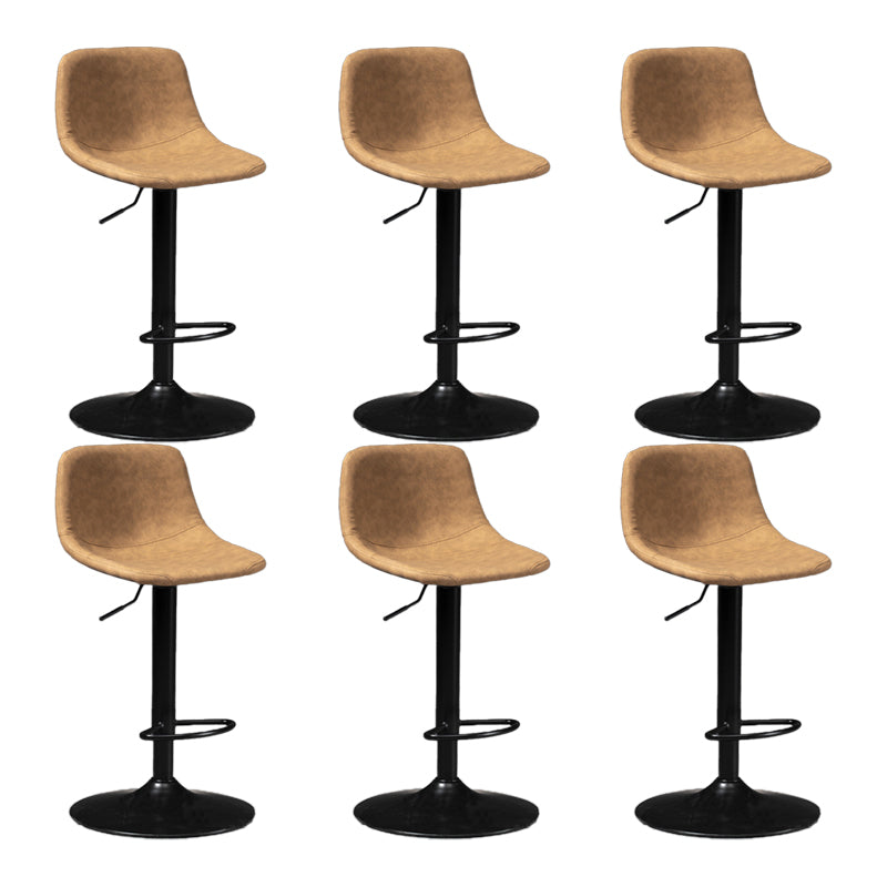 Scandinavian Metal Barstool Faux Leather Low Back Counter Stool