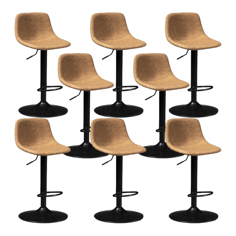 Scandinavian Metal Barstool Faux Leather Low Back Counter Stool