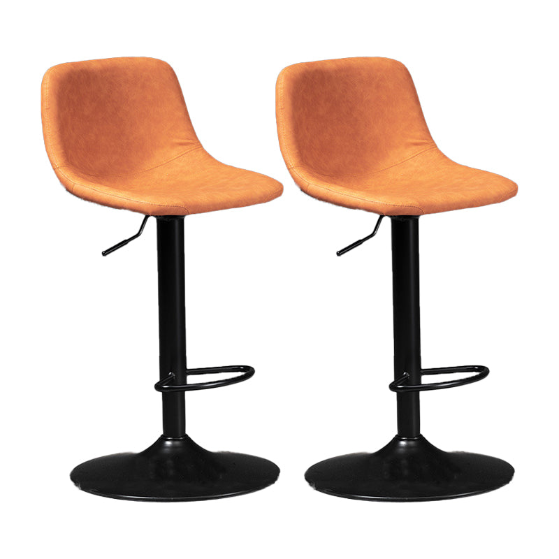 Scandinavian Metal Barstool Faux Leather Low Back Counter Stool