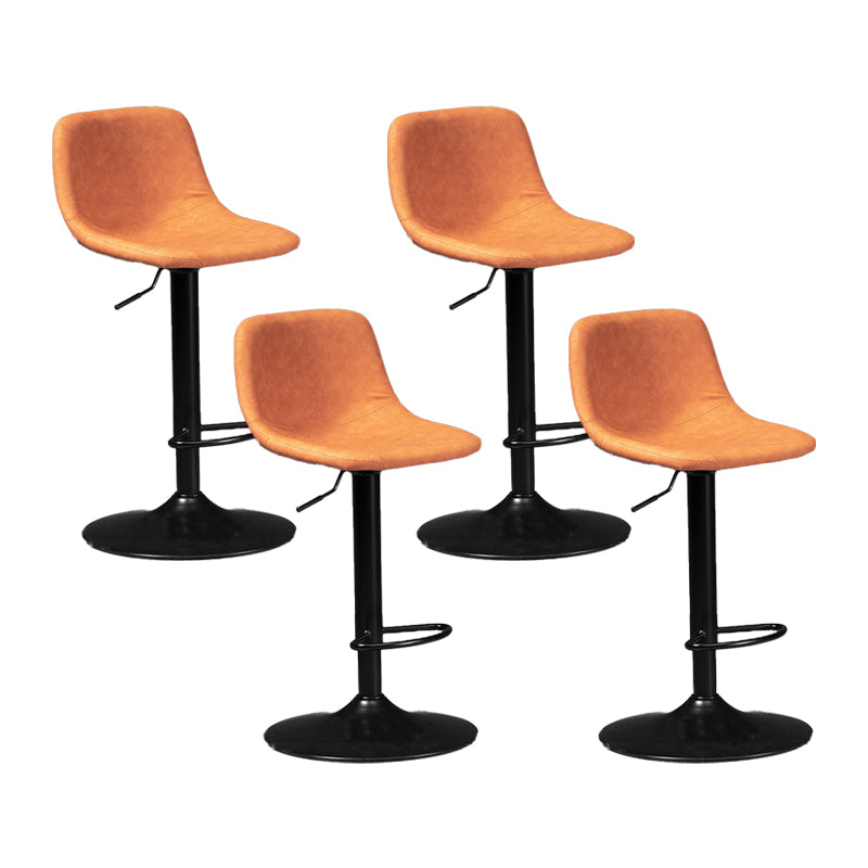 Scandinavian Metal Barstool Faux Leather Low Back Counter Stool