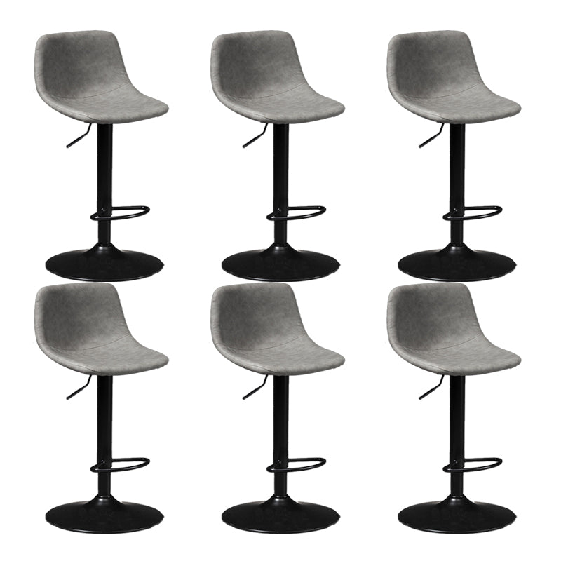 Scandinavian Metal Barstool Faux Leather Low Back Counter Stool