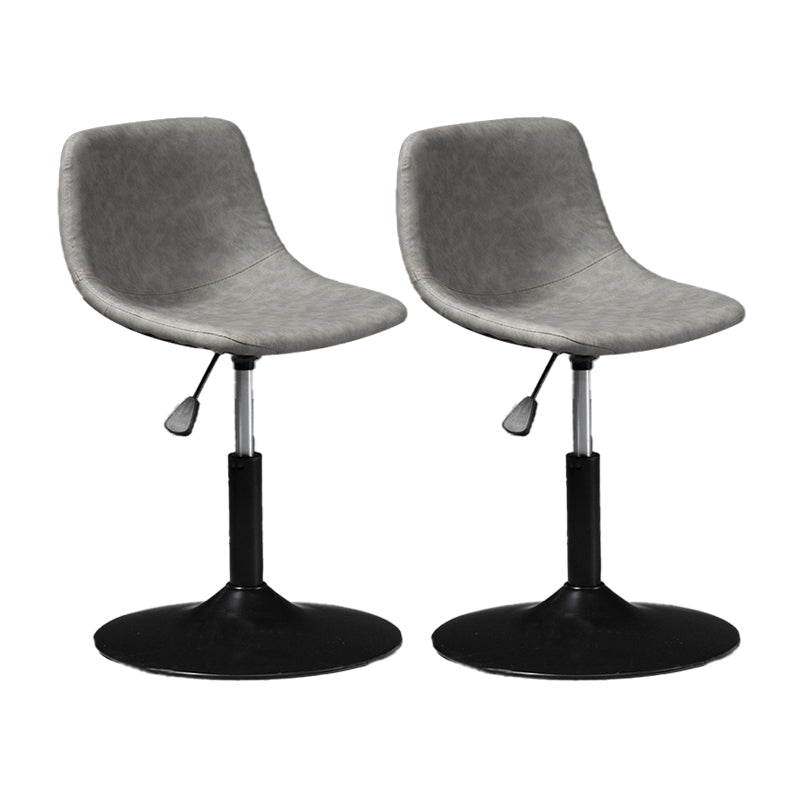 Scandinavian Metal Barstool Faux Leather Low Back Counter Stool