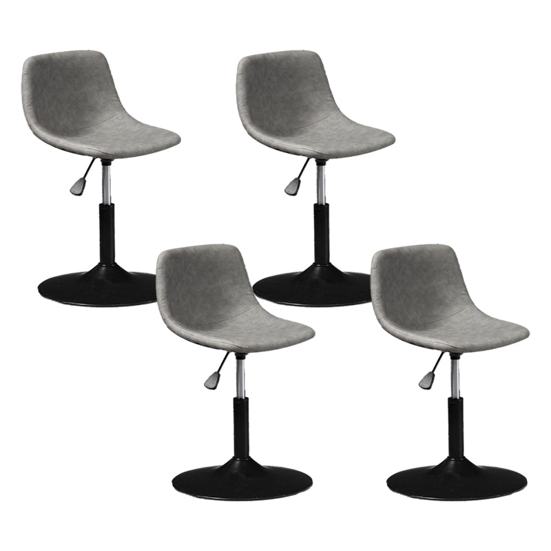 Scandinavian Metal Barstool Faux Leather Low Back Counter Stool