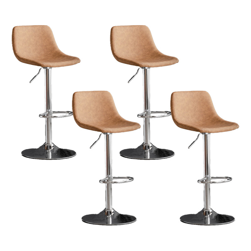 Scandinavian Metal Barstool Faux Leather Low Back Counter Stool