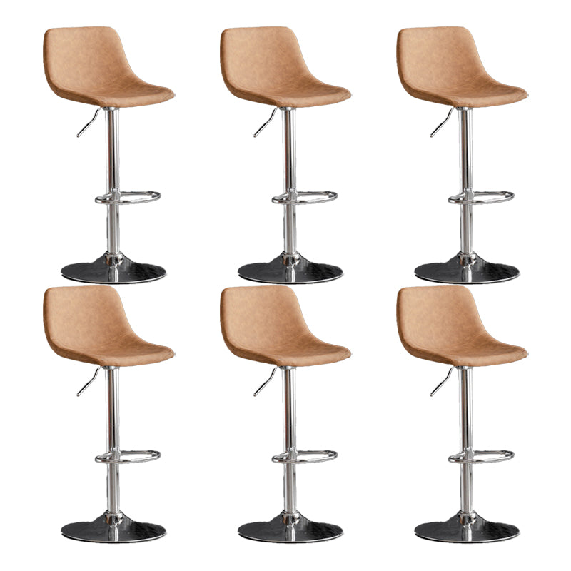 Scandinavian Metal Barstool Faux Leather Low Back Counter Stool