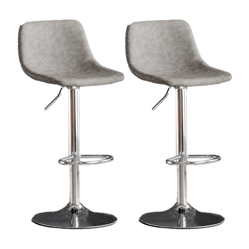 Scandinavian Metal Barstool Faux Leather Low Back Counter Stool