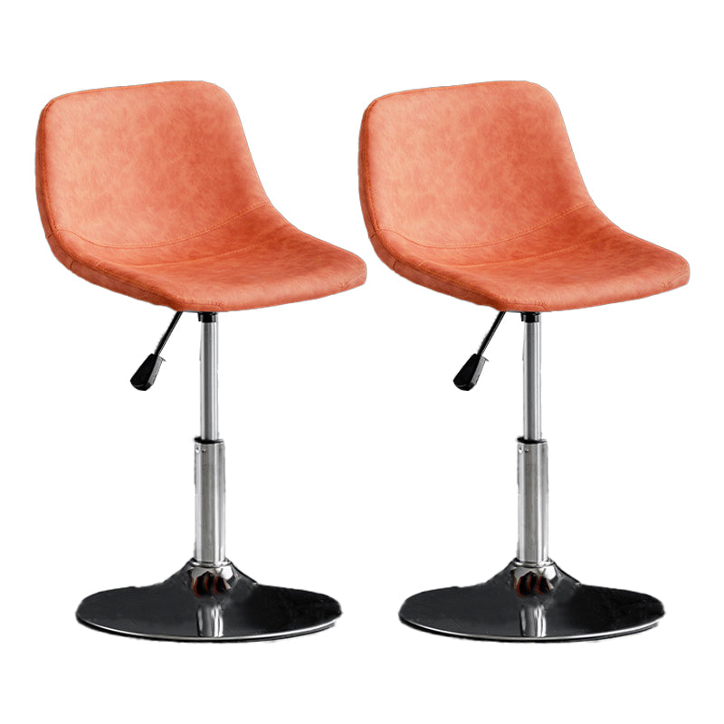 Scandinavian Metal Barstool Faux Leather Low Back Counter Stool