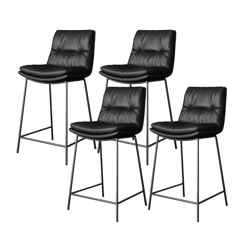 Scandinavian Metal Barstool Faux Leather Counter Stool With Iron 4 Legs