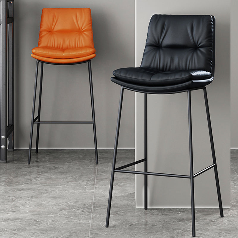 Scandinavian Metal Barstool Faux Leather Counter Stool With Iron 4 Legs