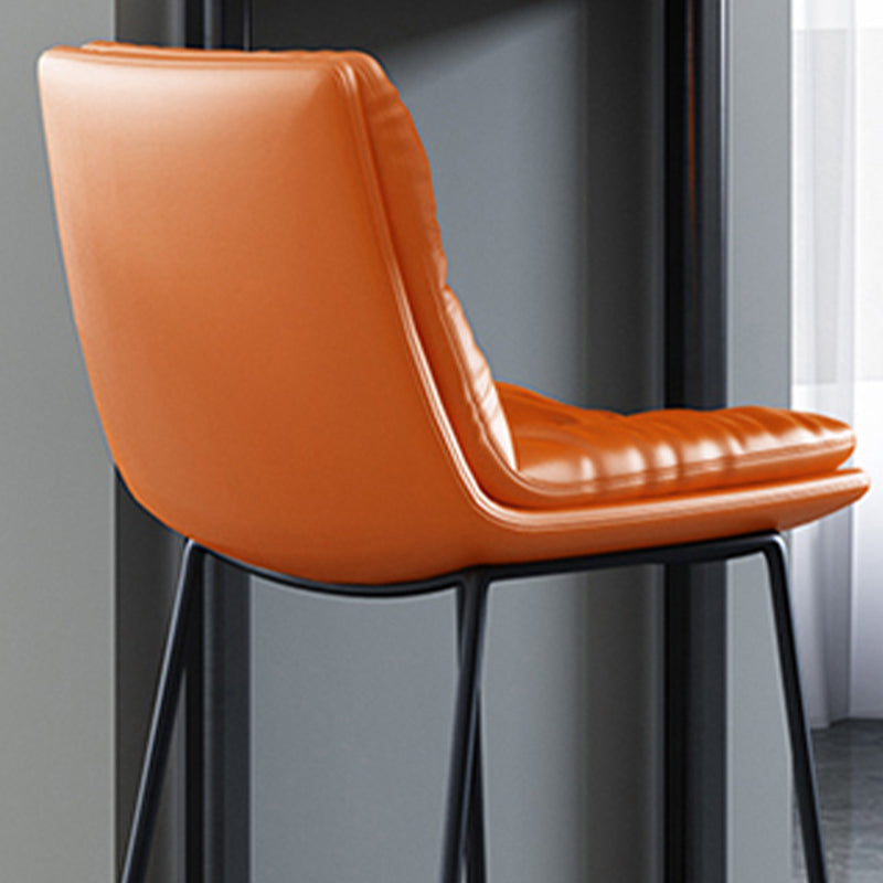 Scandinavian Metal Barstool Faux Leather Counter Stool With Iron 4 Legs